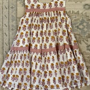 Pink Chicken girls Krista yellow flower drop Floral Kids Dress in Cream and Pink